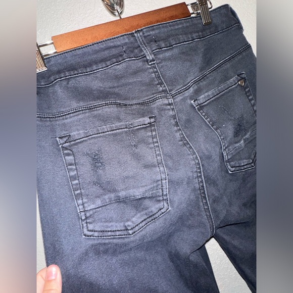 Kendall + Kylie Black Distressed Retro Jeans Ripped Skinny Mid Rise Size 9 - Picture 9 of 11